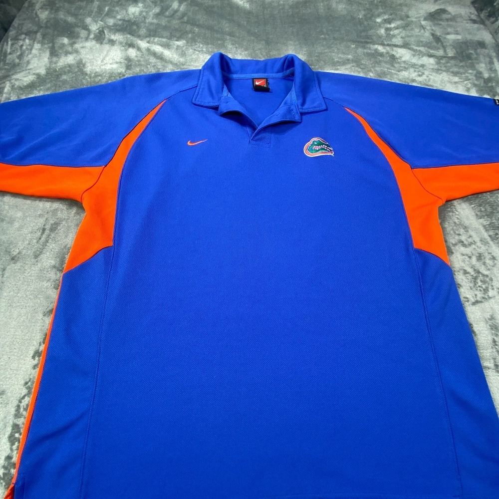 Florida Gators Polo Shirt Mens XL Blue NCAA Golf Nike Dri Fit Short Sleeve Logo